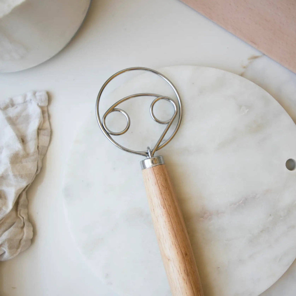 Dough Whisk Wooden Handle