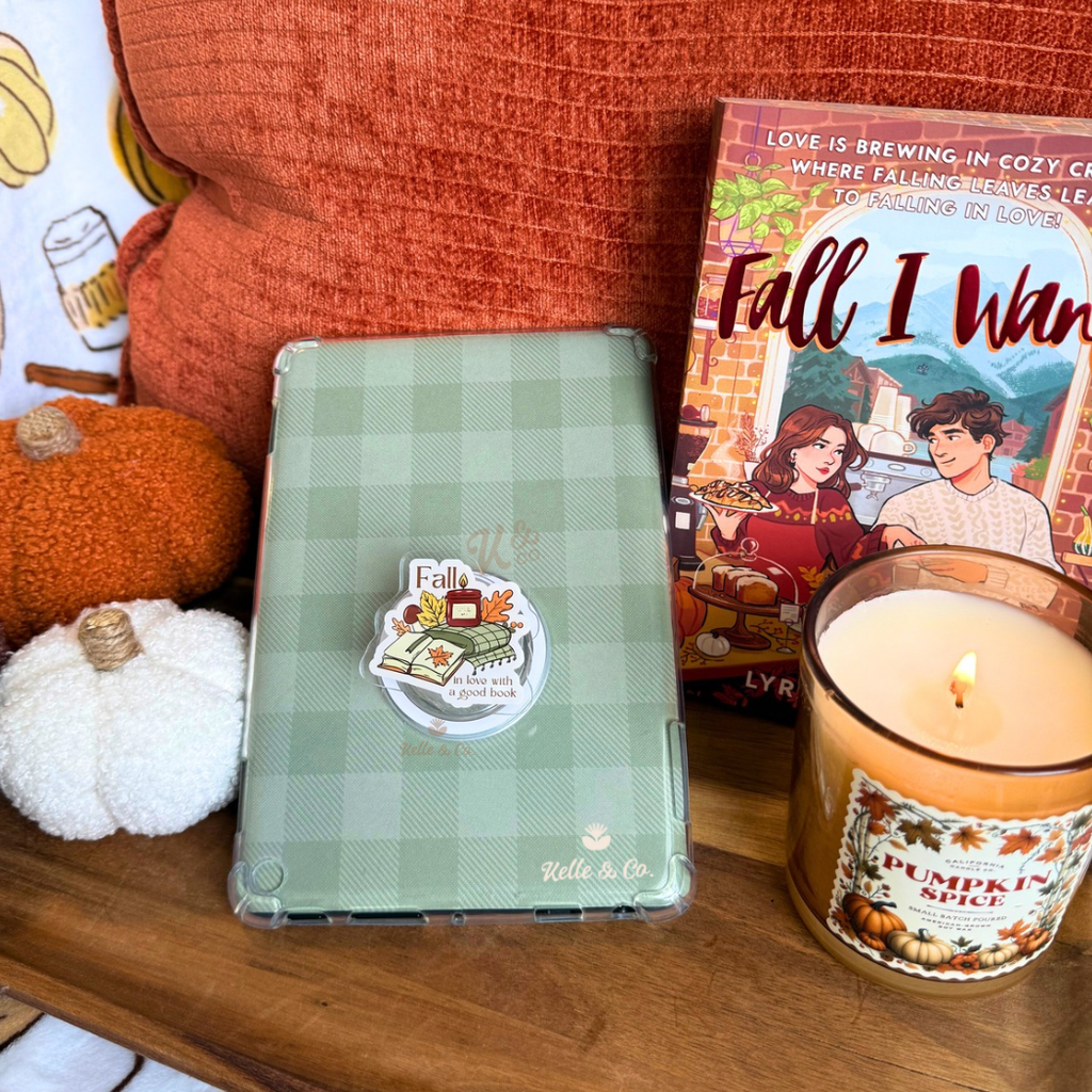 Fall books kindle grip, bookish gifts, pumpkins, kindle Grip