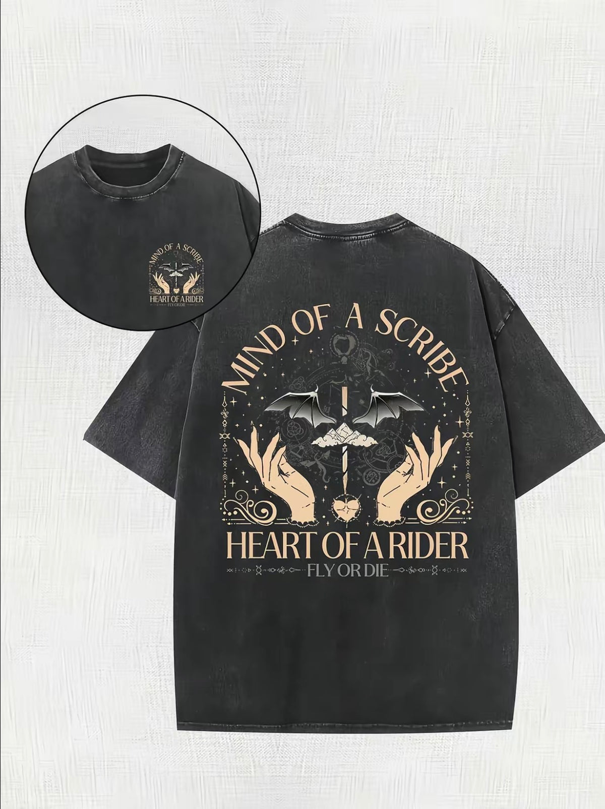 Mind of a Scribe, Heart of a Rider Oversized T-Shirt | Fourth Wing Inspired Te