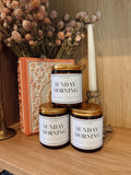 Sunday Morning Wood Wick Soy Candle | Amber Vanilla Book Lover Candle