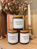 Crimson Nights Wood Wick Soy Candle | Black Cherry Merlot Book Lover Candle